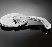 Motocyklové zrcátko Highway Hawk TECH GLIDE OVAL, Pravá strana, nastavitelné, chrom (1ks)