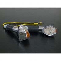 Moto blinkry Highway Hawk HEXAGON s dlouhou nožičkou, LED, E-mark, chrom (2ks)