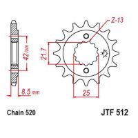 Přední řetězové kolečko ESJOT pro Kawasaki - 520 - 16 zubů - Náhrada JTF512