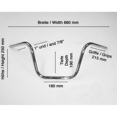 Řídítka Motorrad Burchard 25,4mm Apehanger šířka 88cm - chrom - 3 otvory