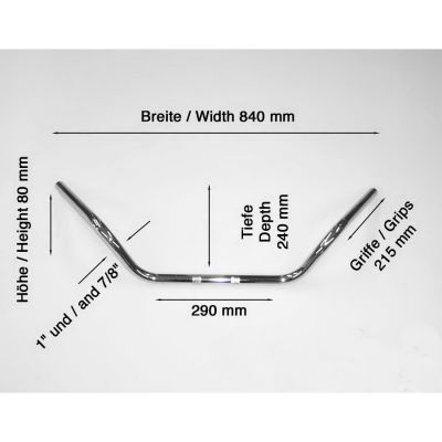Řídítka Motorrad Burchard 22mm E-Glide šířka 84cm - chrom