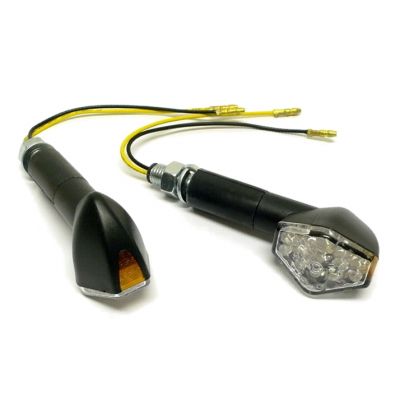 Moto blinkry Highway Hawk HEXAGON s dlouhou nožičkou, LED, E-mark, černá (2ks)