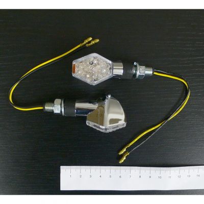 Moto blinkry Highway Hawk HEXAGON s krátkou nožičkou, LED, E-mark, chrom (2ks)