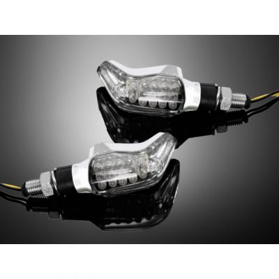 Moto blinkry Highway Hawk SPEED s dlouhou nožičkou, LED, E-mark, chrom (2ks)